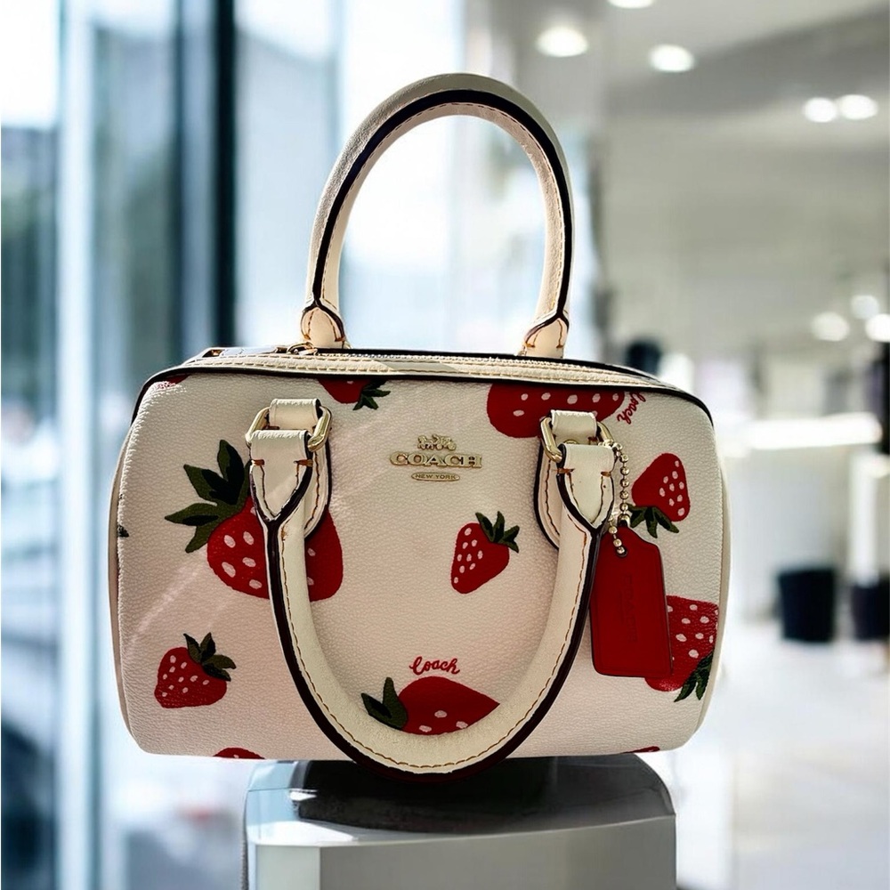 Coach Cream Satchel with Strawberry Print